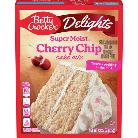 Betty Crocker Delights Super Moist Cake Mix Cherry Chip 13.25 Oz (Case of 12)