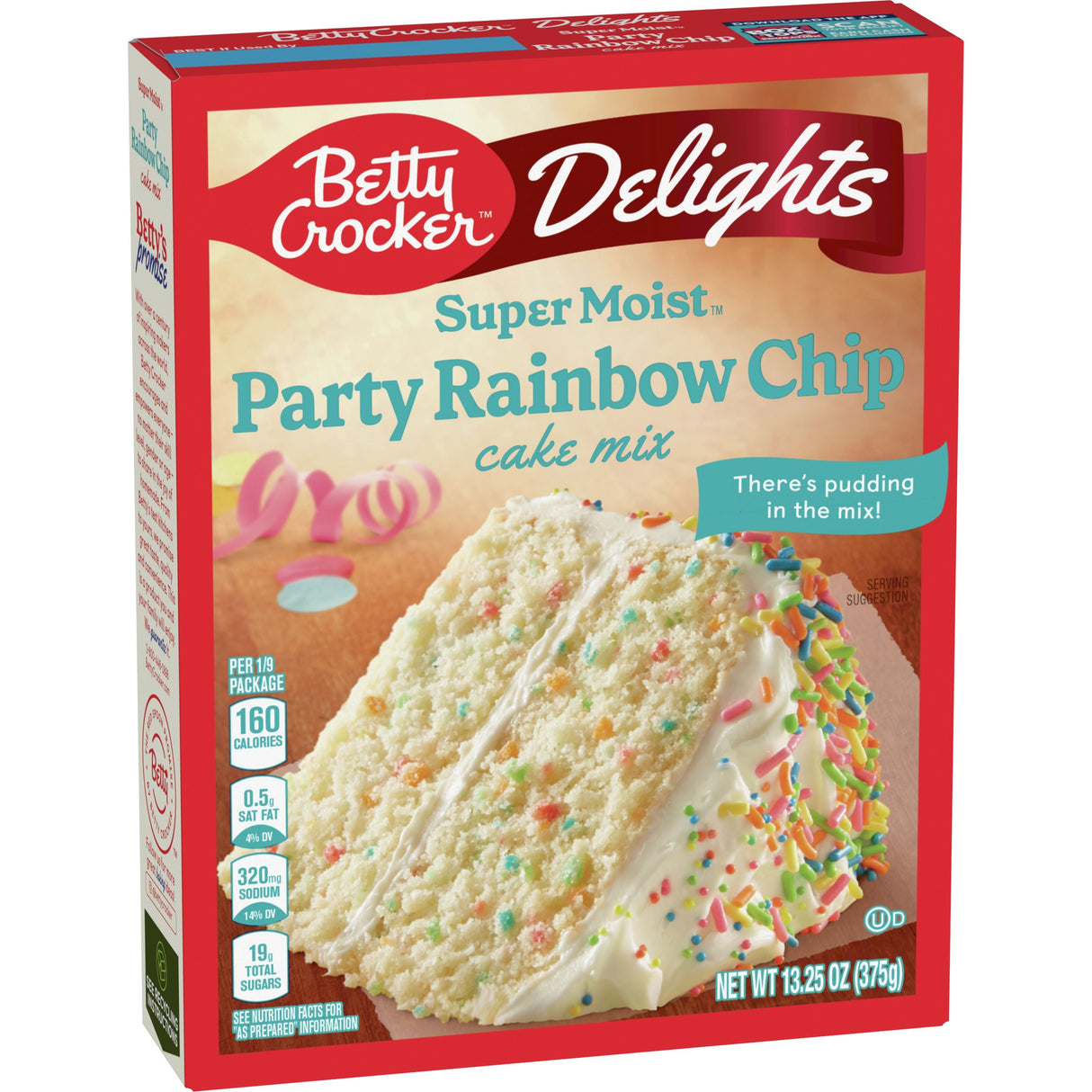 Betty Crocker Delights Super Moist Cake Mix Party Rainbow Chip 13.25 Oz (Case of 12)