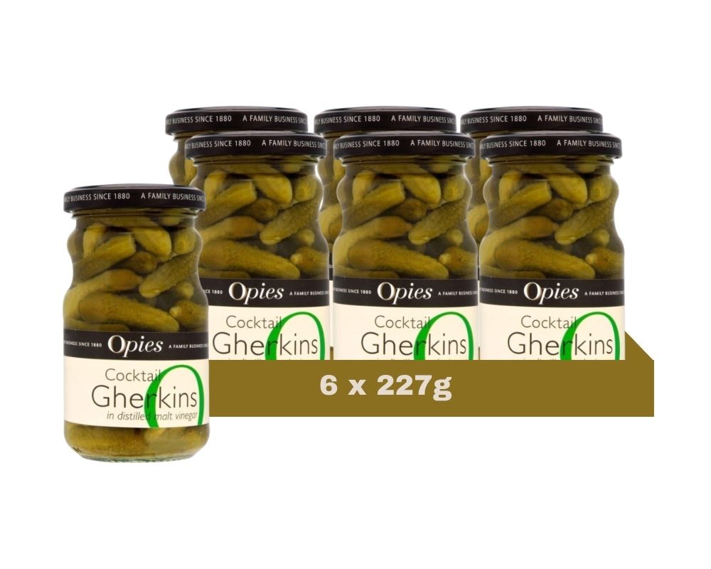 Opies Cocktail Gherkins In Distilled Malt Vinegar 227G (Case of 6)