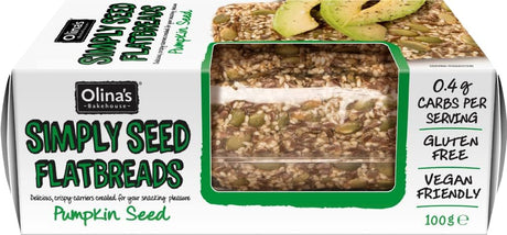 Olina's Simply Seed Flatbreads Pumpkin Seed 100G (Case of 10)