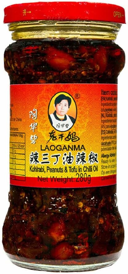 Lao Gan Ma Kohlrabi Peanut & Tofu Chilli Oil 280G - Authentic Chinese ...