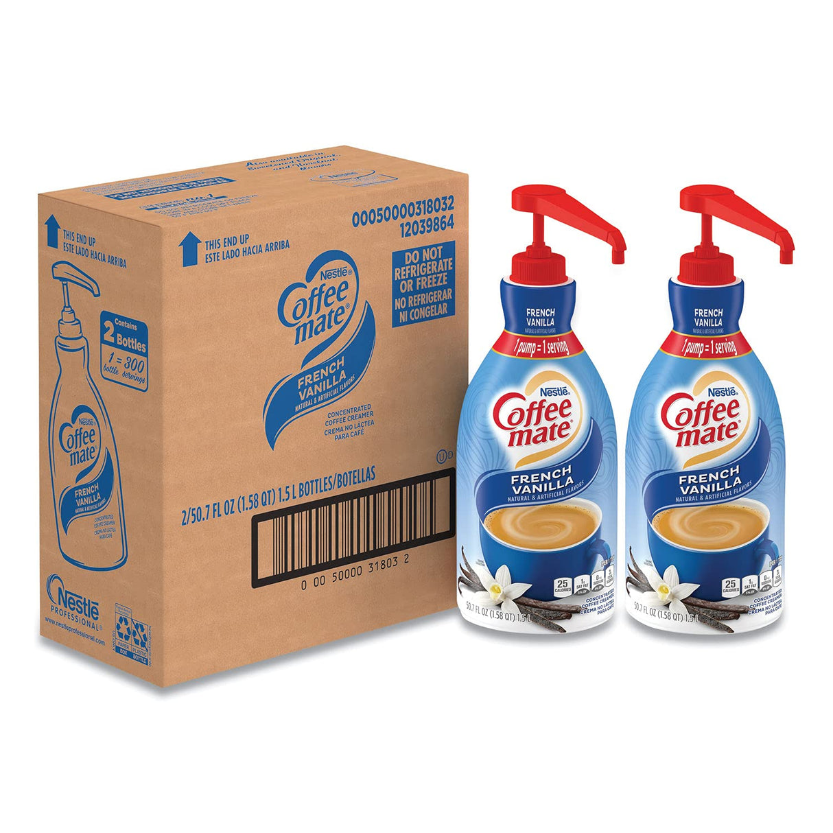 Coffee-Mate Liquid Coffee Creamer French Vanilla 1.5L Pump Bottle (Case of 2)