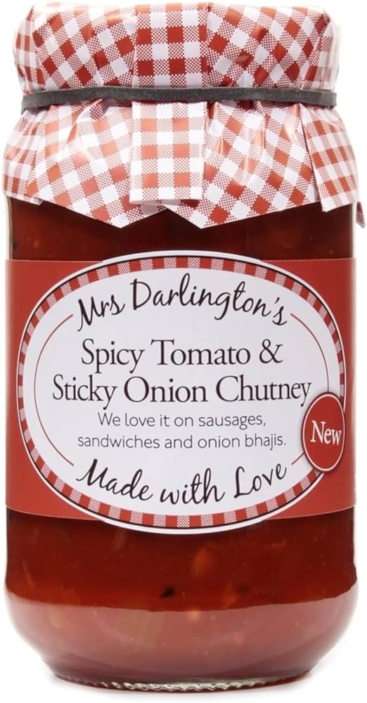 Mrs Darlington Spicy Tomato, Sticky Onion Chutney 312G