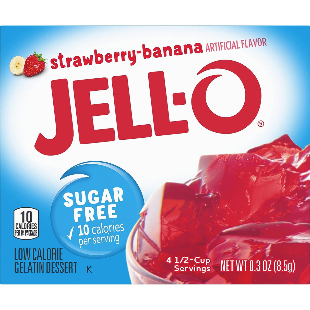 Jell-O Sugar Free Strawberry & Banana Gelatin 0.3oz