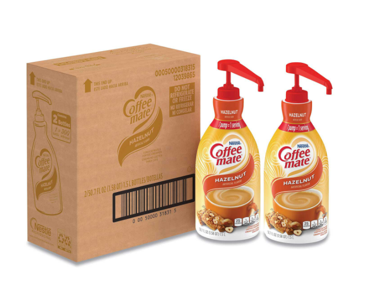 Coffee-Mate Liquid Coffee Creamer Hazelnut 1.5L Pump Bottle (Case of 2)