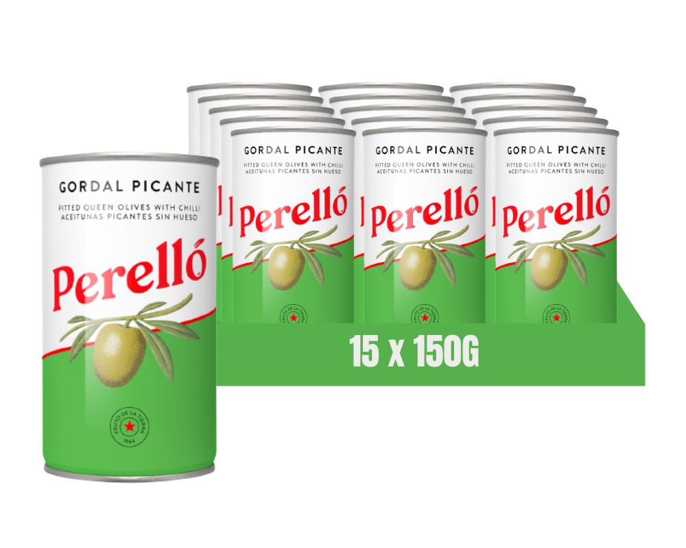 Perello Gordal Pitted Olives Tin 150G (Case of 15)