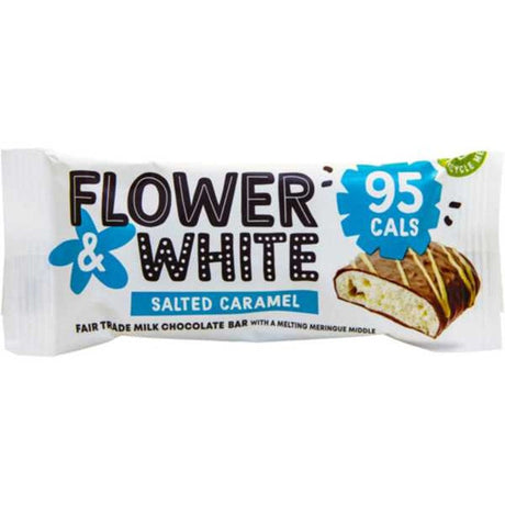 Flower & White Salted Caramel Belgian Milk Chocolate Meringue Bar 20G (Case 12)