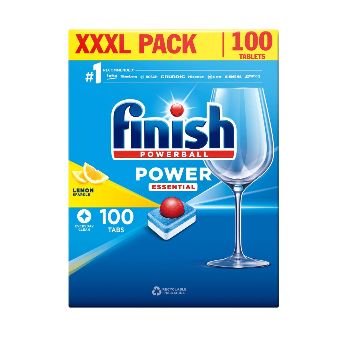 Finish Dishwasher Tabs Power Essential Lemon 100s