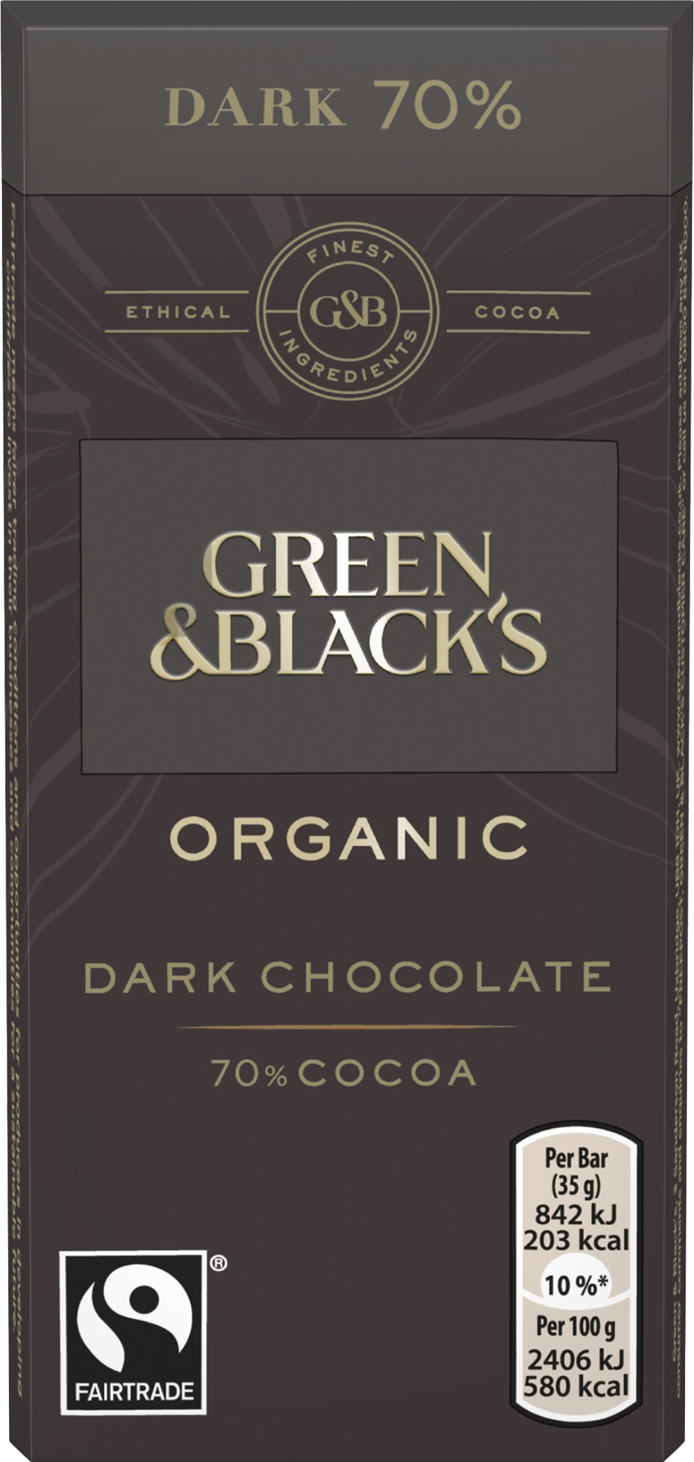 Green & Blacks Organic Dark 70% Chocolate Bar 35G