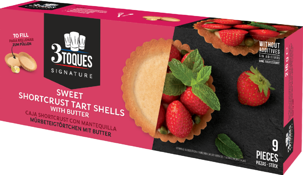 3 Toques 9 Sweet Shortcrust Tart Shells 216G