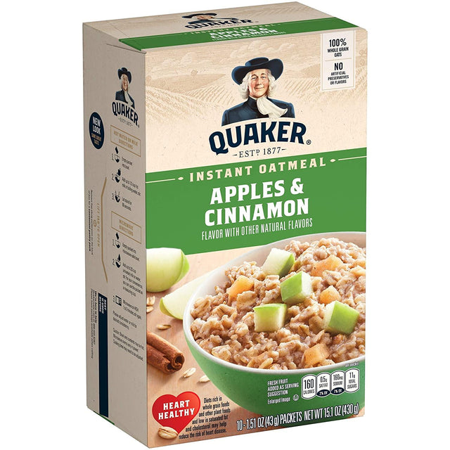 Quaker Instant Oatmeal Apple & Cinnamon 15.1Oz - World Food Shop